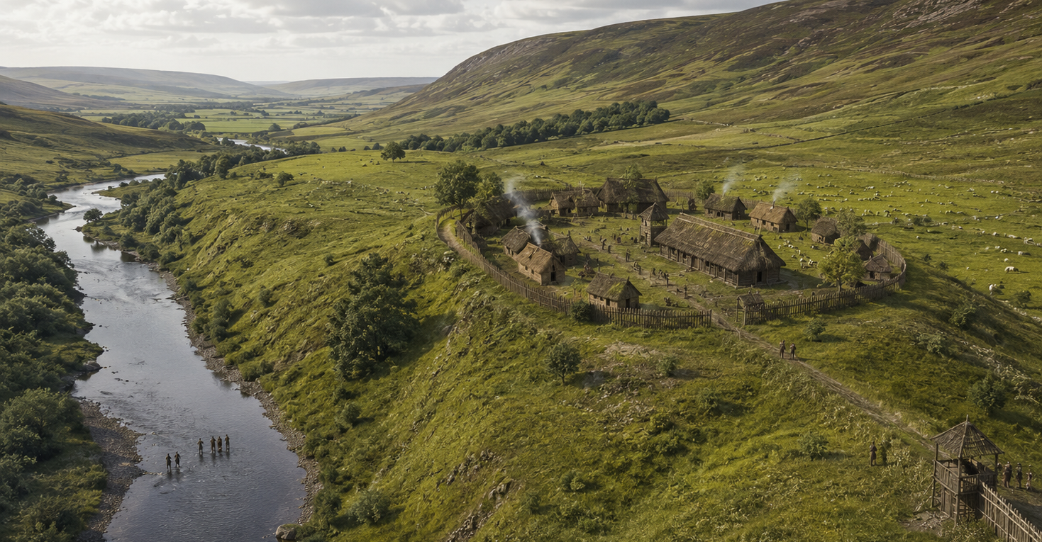 Ad Gefrin royal hall reconstruction in the Cheviot foothills